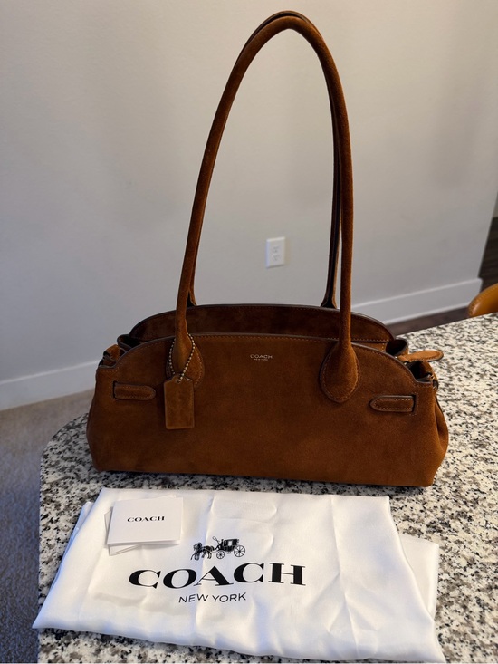 Coach Handbags - Coach Suede Shoulder Bag in Chestnut